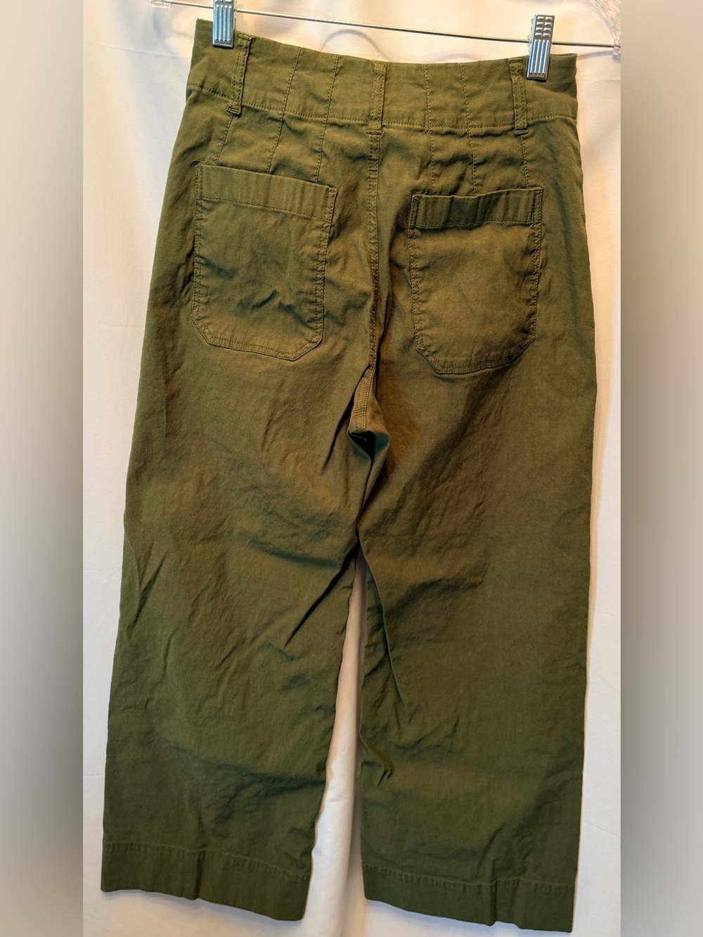 MAEVE Anthropologie Size 26 Colette Crop Wide-Leg Pants Linen Blend Olive Green - Picture 6 of 12